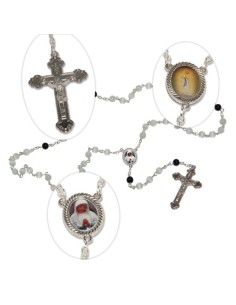 Chapelet Banneux pierre oeil de chat blanc et noir 2