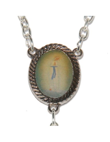 Chapelet Banneux pierre oeil de chat blanc et bleue