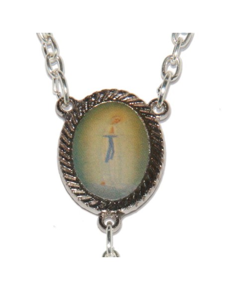 Chapelet Banneux pierre oeil de chat blanc et bleue