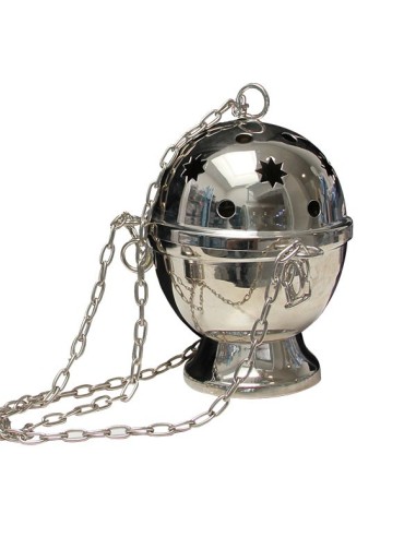 Encensoir métal argenté, étoile - 15 cm