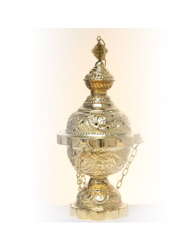 Encensoir sculpté avec clochettes - 25 cm