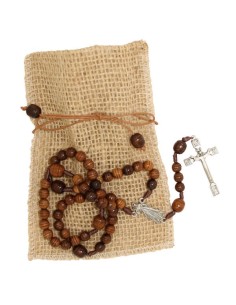 Chapelet en bois avec le Christ Miséricordieux, avec trousse
