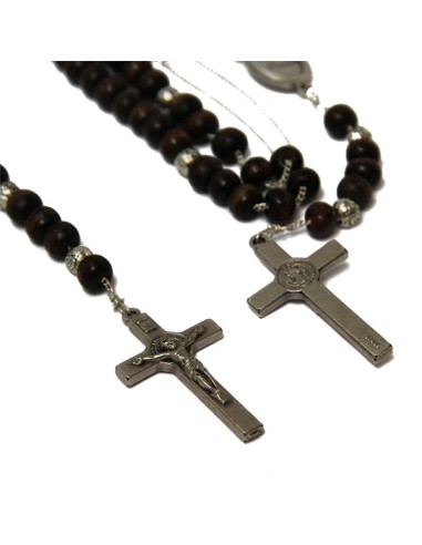 Chapelet collier perles bois noirs