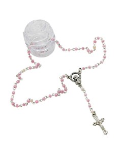 Chapelet mini dans une boîte en forme de rose