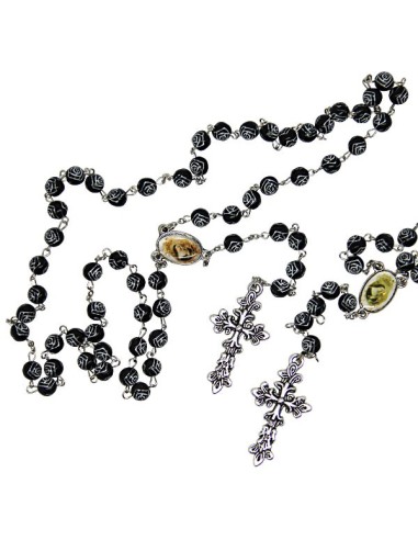 Chapelet Sainte Rita, roses noires