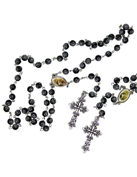 Chapelet Sainte Rita, roses noires