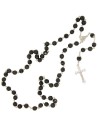 Chapelet noir, perles en verre