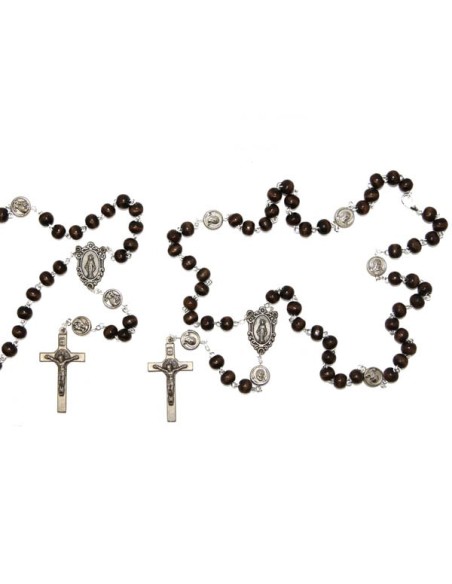 Chapelet Padre Pio, fermeture chaîne - brun