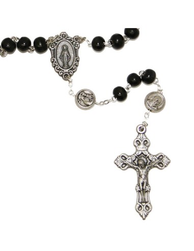 Chapelet Padre Pio, fermeture chaîne - noir