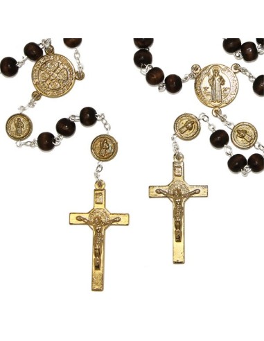 Chapelet Saint Benoît - brun - doré - fer