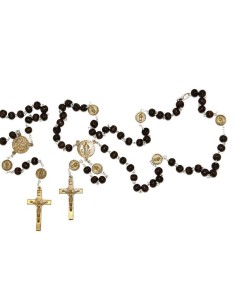 Chapelet Saint Benoît - brun - doré - fer