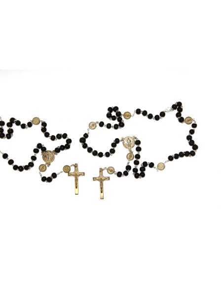 Chapelet Saint Benoît - noir - doré - fer
