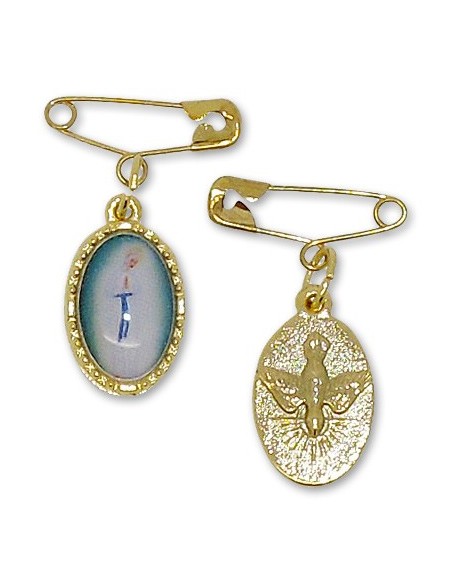 Médaille de Banneux et Saint Esprit broche 