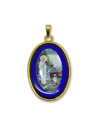 Médaille de Banneux ovale bleue 
