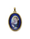 Médaille de Padre Pio ovale bleue 