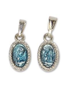 Médaille de la Vierge de Lourdes bleue 