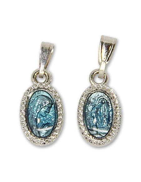 Médaille de la Vierge de Lourdes bleue 