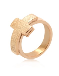 Bague croix prière Padre Nuestro - dorée