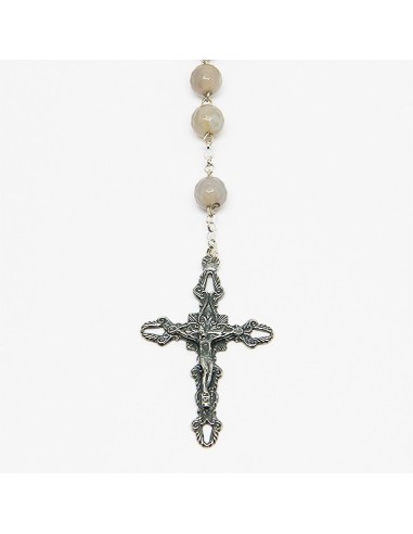 Chapelet en argent et pierre - Agate blanche