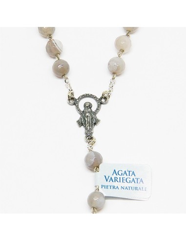 Chapelet en argent et pierre - Agate blanche