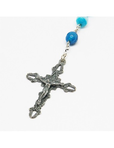 Chapelet en argent et pierre - Agate bleue