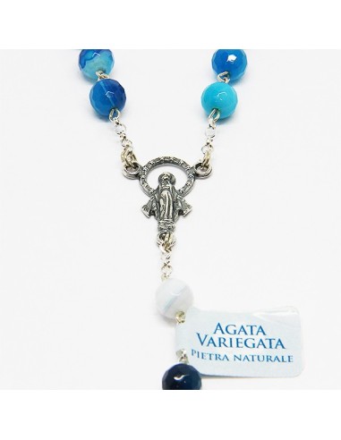 Chapelet en argent et pierre - Agate bleue