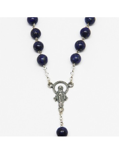 Chapelet en argent et pierre - Lapis-lazuli
