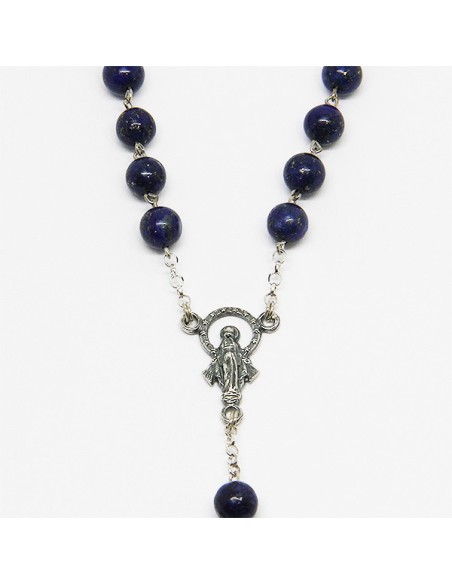 Chapelet en argent et pierre - Lapis-lazuli