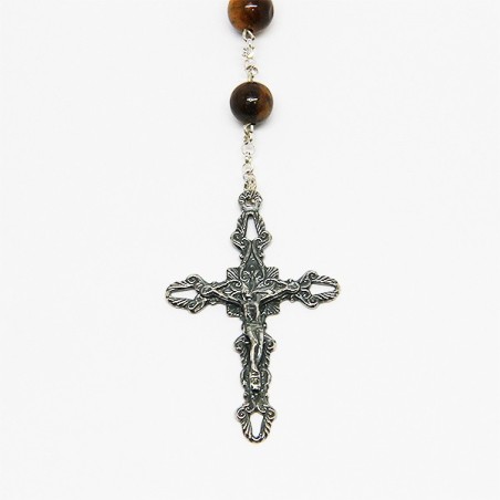 Chapelet en argent et pierre - Oeil de tigre