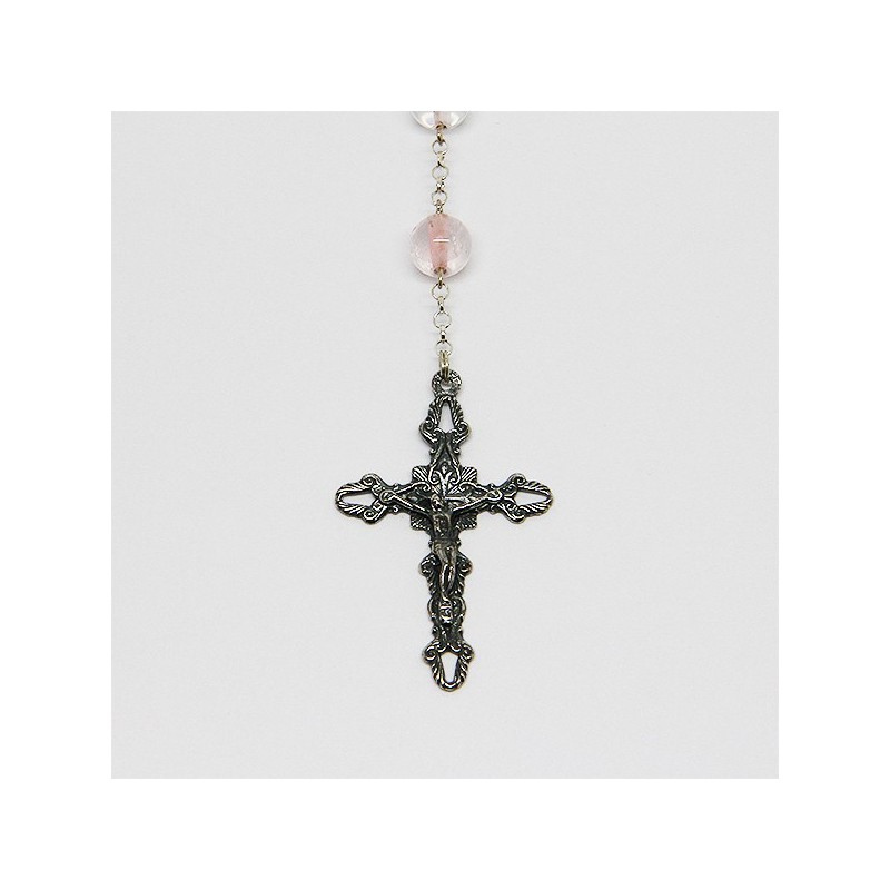 Chapelet en argent et pierre - Quartz rose