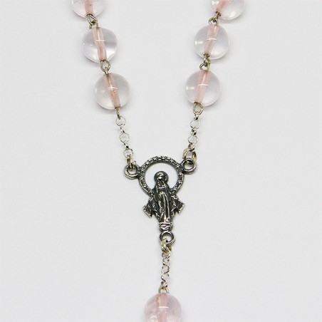 Chapelet en argent et pierre - Quartz rose