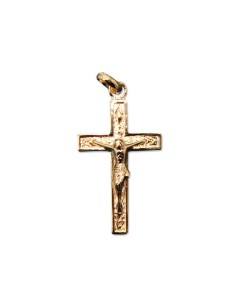 Croix aux Saints protecteurs  plaqué or 25 mm