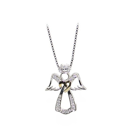 Pendentif Ange cœur Strass 20 mm - Argent 925