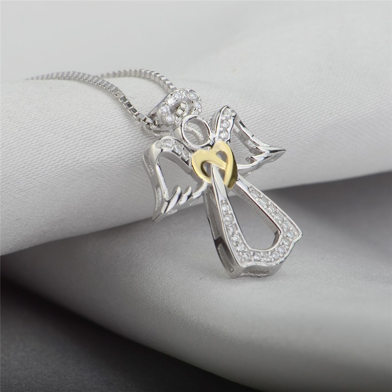 Pendentif Ange cœur Strass 20 mm - Argent 925