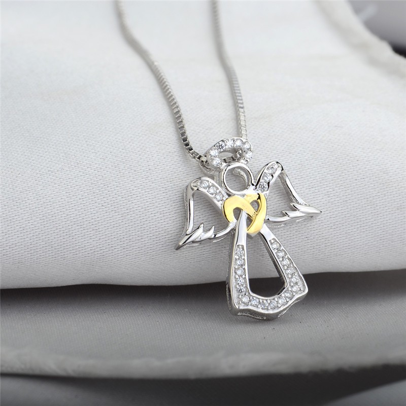 Pendentif Ange cœur Strass 20 mm - Argent 925