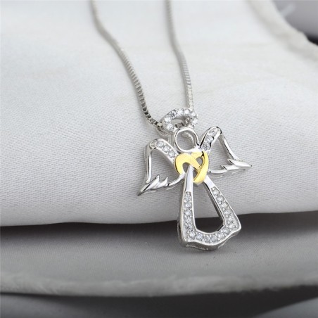 Pendentif Ange cœur Strass 20 mm - Argent 925