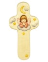 Croix en bois avec ange terre cuite 20 cm