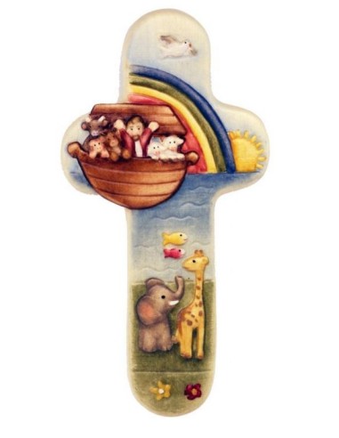 Croix en bois Ange Bleue - 15 cm