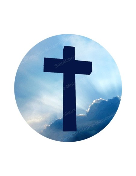 Autocollants ronds - 45mm - "Croix ciel" - planche 24 pièces