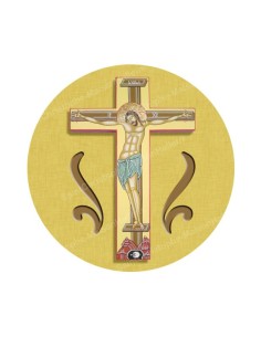 Autocollants ronds - 45mm - "Croix jaune" - planche 24 pièces