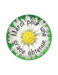 Autocollants ronds - 45mm - "Merci grâce obtenue 2" - planche 24 pièces