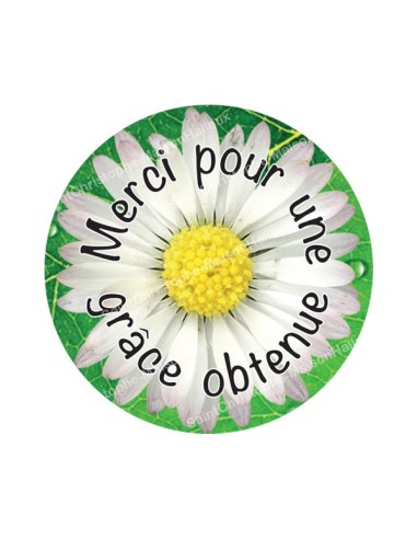 Autocollants ronds - 45mm - "Merci grâce obtenue 2" - planche 24 pièces