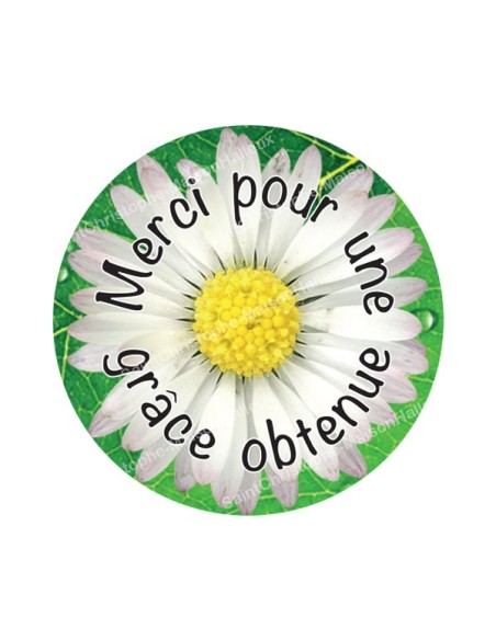 Autocollants ronds - 45mm - "Merci grâce obtenue 2" - planche 24 pièces