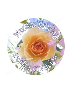 Autocollants ronds - 45mm - "Muchas gracias por la curacion" - planche 24 pièces