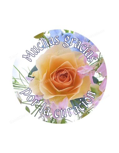 Autocollants ronds - 45mm - "Muchas gracias por la curacion" - planche 24 pièces