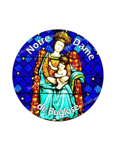 Autocollants ronds - 45mm - "Notre-Dame Buglose 2 blanc" - planche 24 pièces