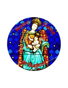 Autocollants ronds - 45mm - "Notre-Dame Buglose 2 rouge" - planche 24 pièces