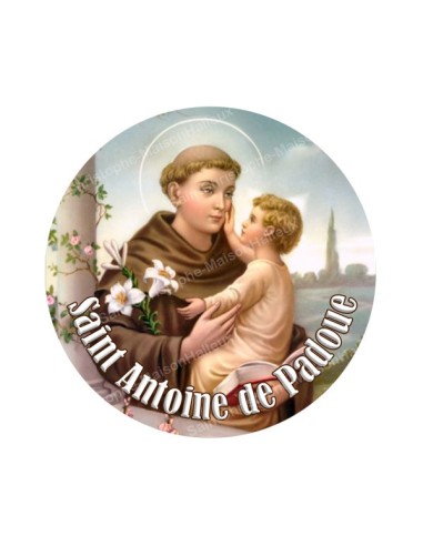Autocollants ronds - 45mm - "Saint Antoine Padoue" - planche 24 pièces