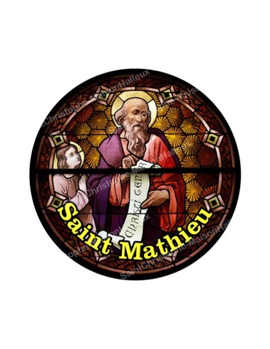 Autocollants ronds - 45mm - "Saint Mathieu" - planche 24 pièces