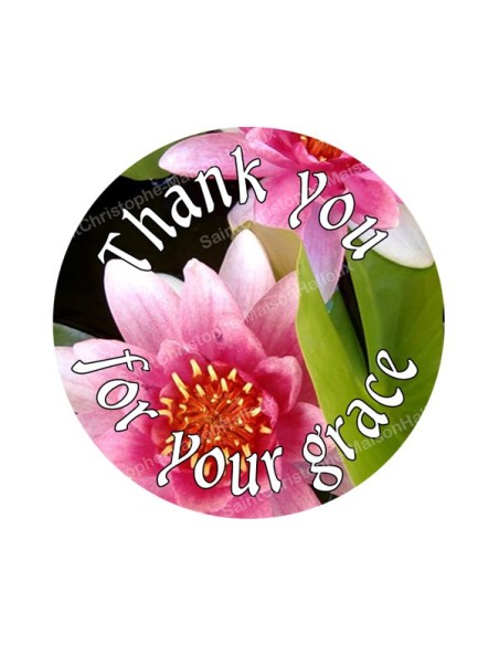 Autocollants ronds - 45mm - "Thank you for grace EN" - planche 24 pièces